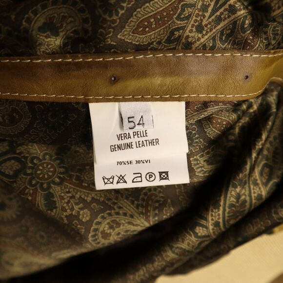 Vintage 70's 80's Brioni ROMA Calfskin Leather Linen Cotton Silk Jacket Men's 44 - Picture 15 of 16